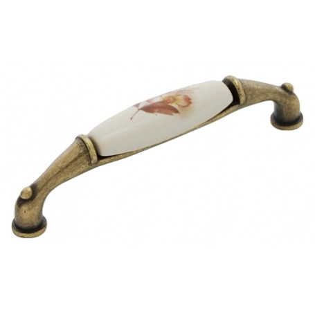 Nábytkový úchyt LEONA KVET - Patina na mosadzi