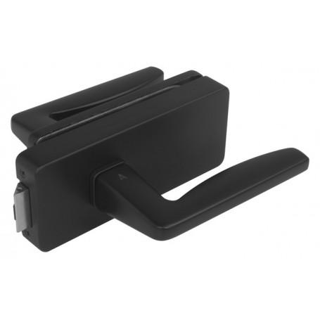 Zámok na sklenené dvere UNIQUE R8 + kľučka ERBA - Čierna matná