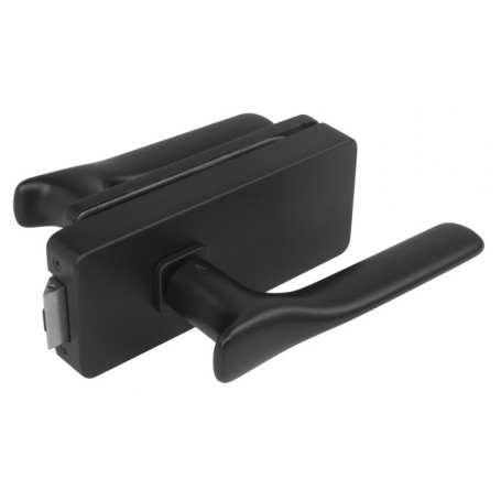 Zámok na sklenené dvere UNIQUE R8 + kľučka ORCHIDE - Čierna matná