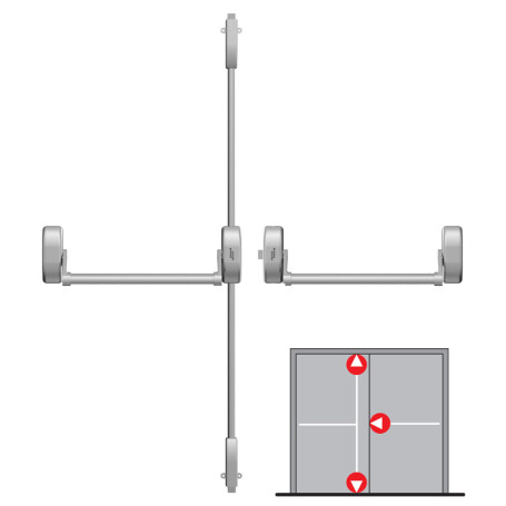 Panikové kovanie pre dvojkrídlové dvere s 3-bodovým zaistením DORMAKABA PHA 2000
