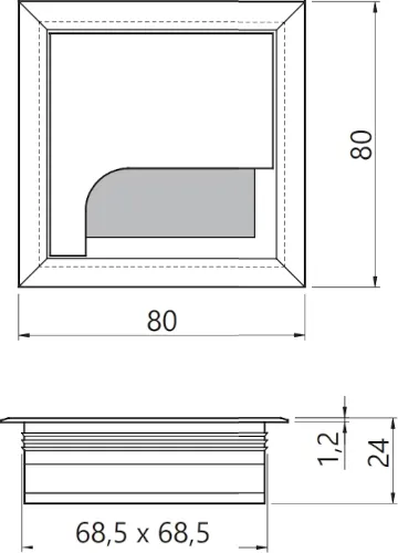 Prechodka na kábel do nábytku 80 x 80 mm