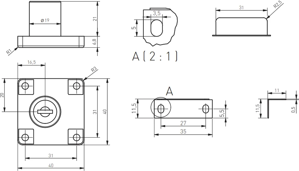 Nábytkový zámok GTV K-138